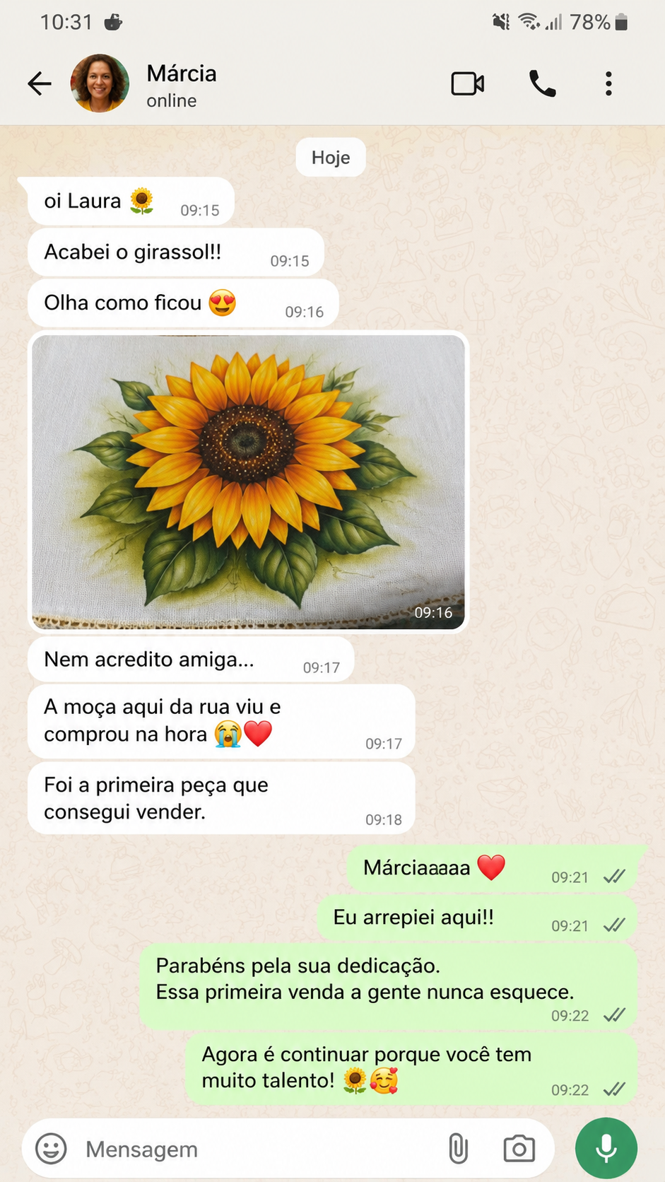 Depoimento de Márcia no WhatsApp